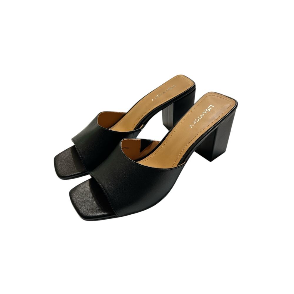 Lisa Vicky Vital Platform Slide Sandal Shoe 9 Black - Picture 1 of 9